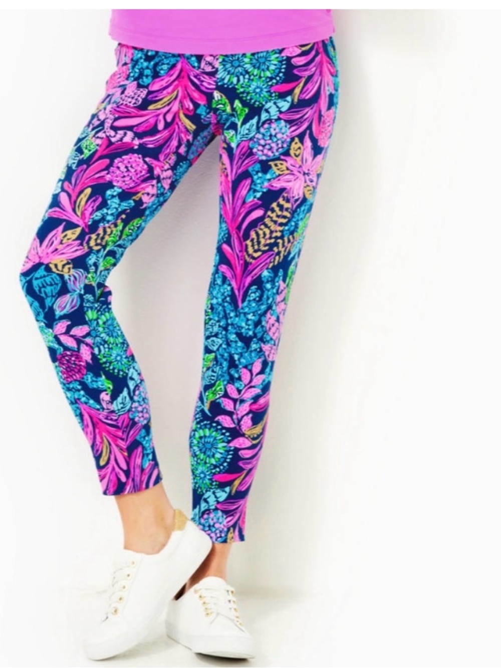 NWT Lilly Pulitzer UPF 50+ Luxletic Corso Pant Aegean Navy Calypso Coast Golf 0